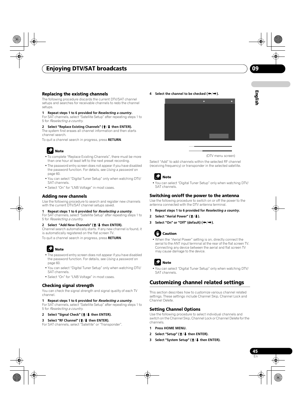 Customizing channel related settings, Customizing channel, Enjoying dtv/sat broadcasts 09 | Pioneer PDP-LX5090H User Manual | Page 45 / 339
