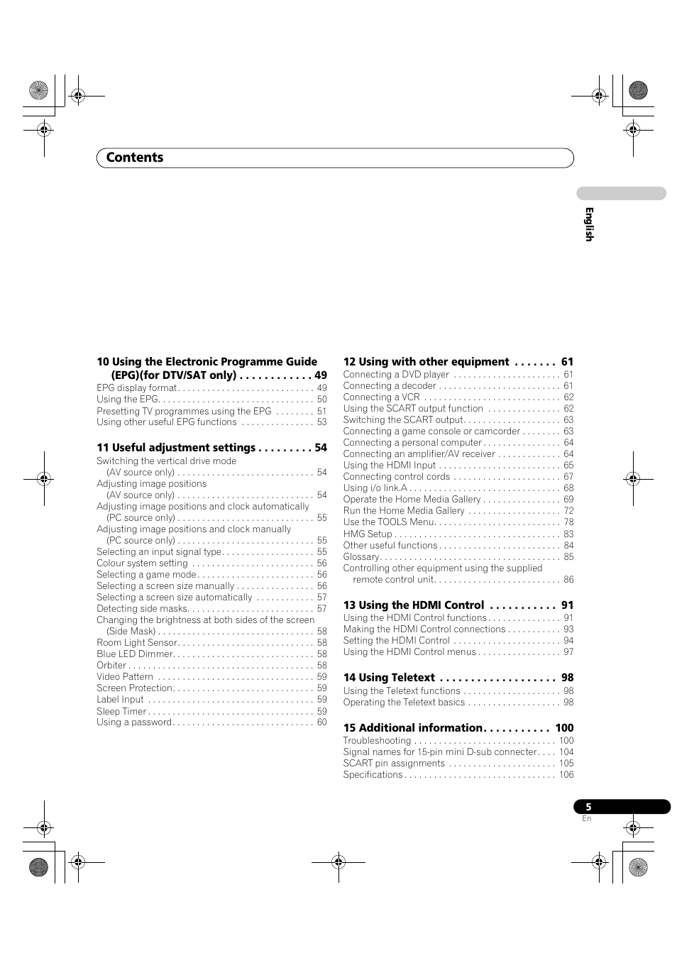 Pioneer PDP-LX5090H User Manual | Page 5 / 339