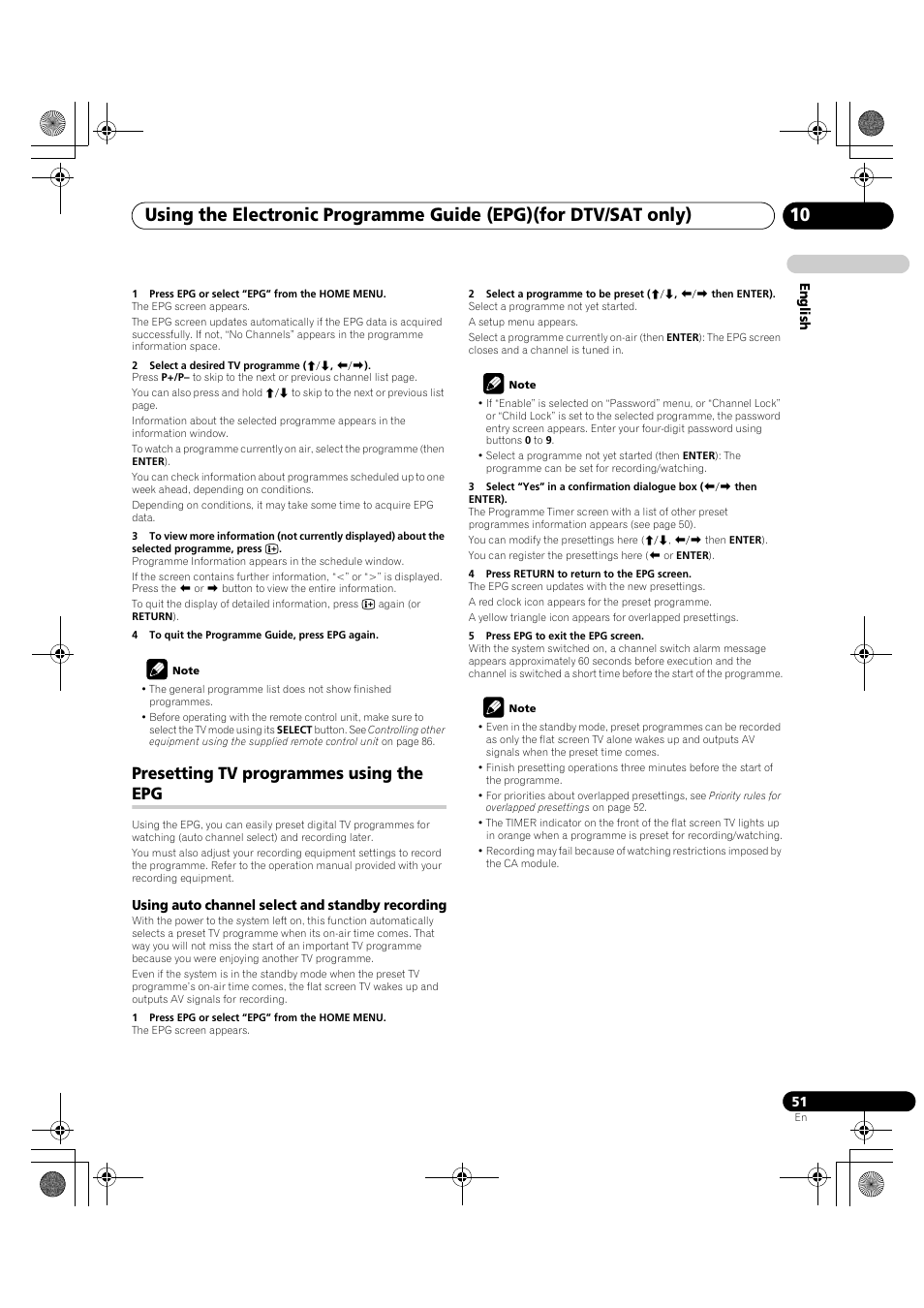 Presetting tv programmes using the epg | Pioneer PDP-LX5090H User Manual | Page 51 / 339