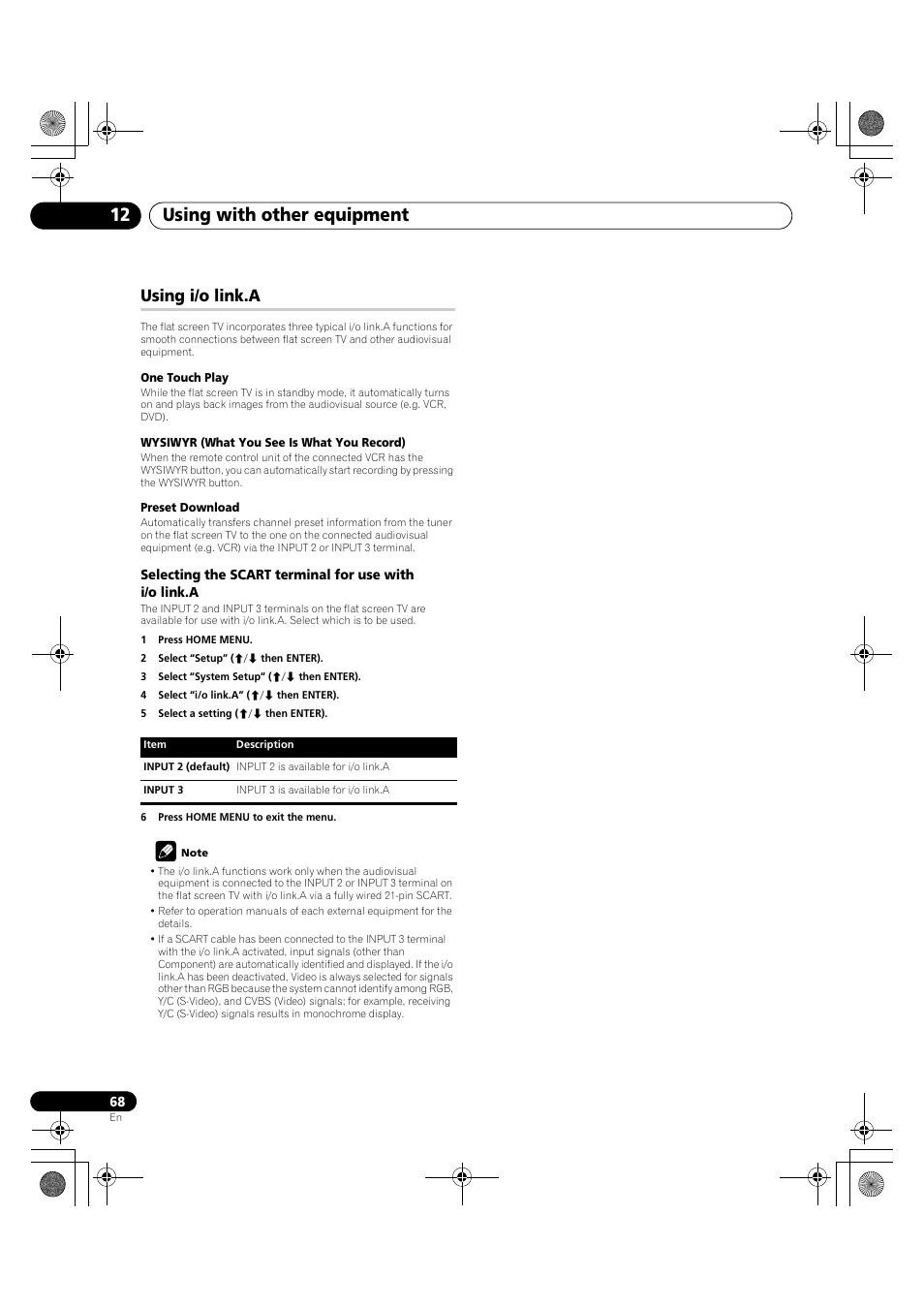 Using i/o link.a, Using with other equipment 12 | Pioneer PDP-LX5090H User Manual | Page 68 / 339