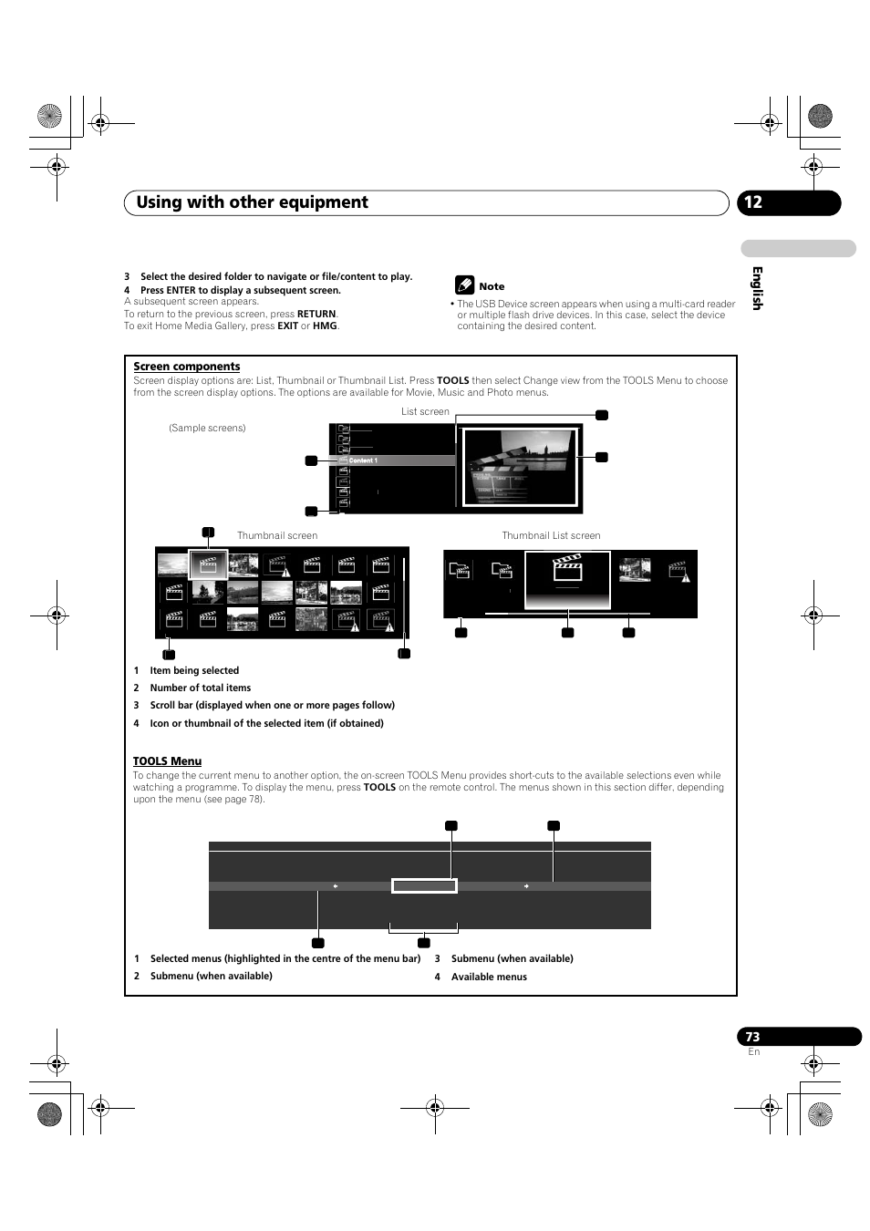 Using with other equipment 12, En glish | Pioneer PDP-LX5090H User Manual | Page 73 / 339