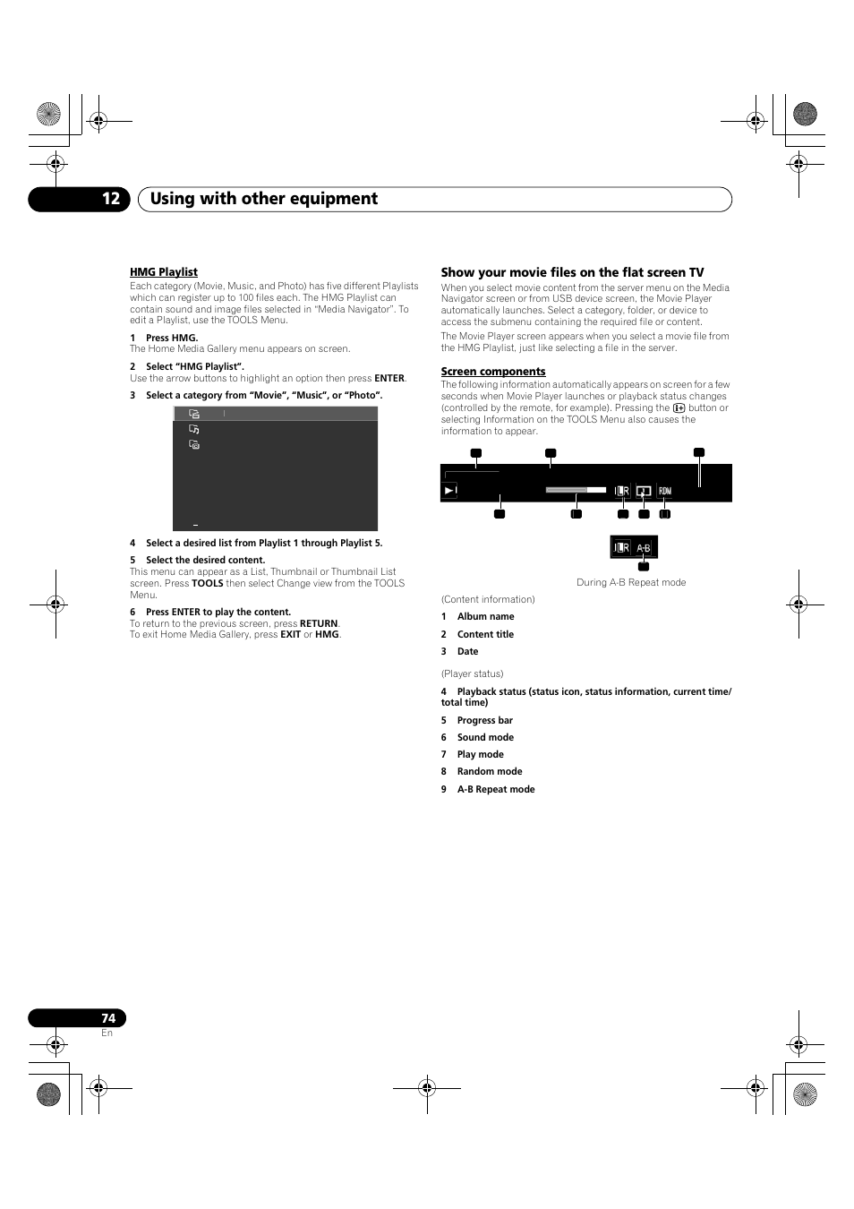 Using with other equipment 12 | Pioneer PDP-LX5090H User Manual | Page 74 / 339