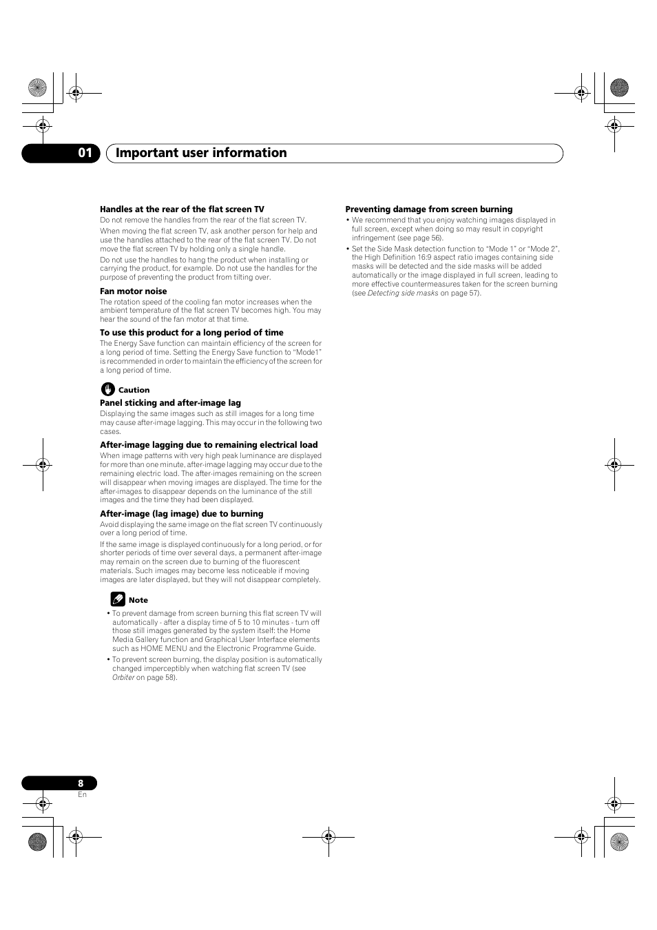 Important user information 01 | Pioneer PDP-LX5090H User Manual | Page 8 / 339