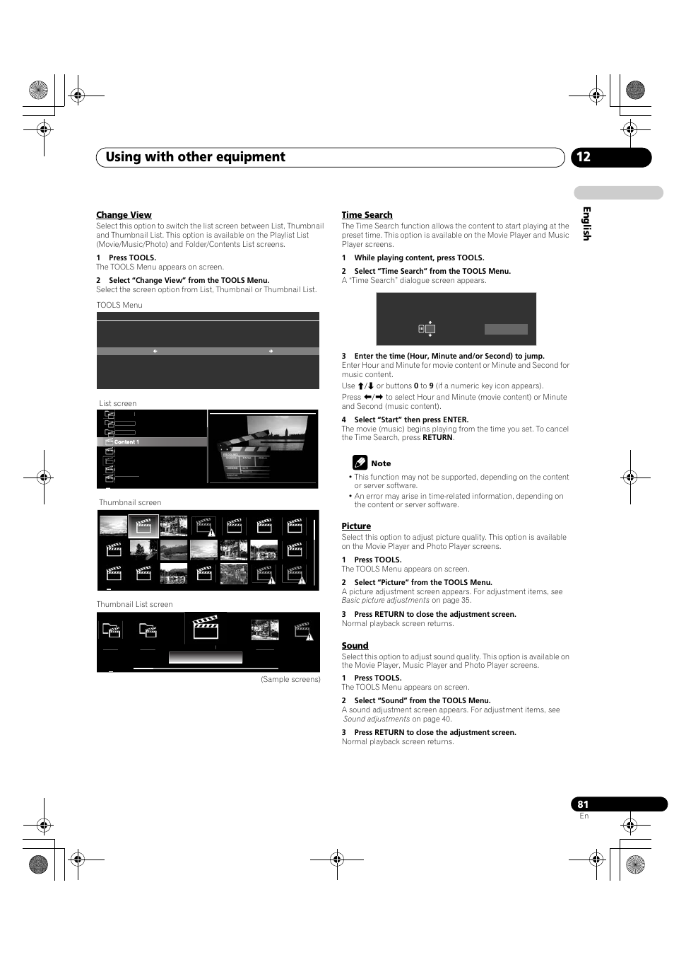 Using with other equipment 12, En glish | Pioneer PDP-LX5090H User Manual | Page 81 / 339