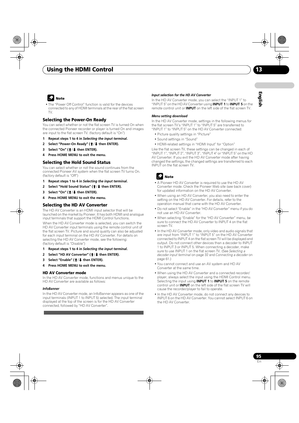 Using the hdmi control 13 | Pioneer PDP-LX5090H User Manual | Page 95 / 339