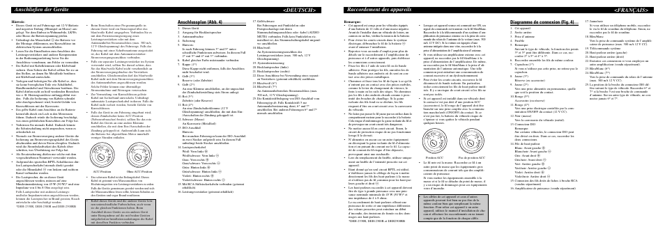 Raccordement des appareils, Français, Anschließen der geräte | Deutsch, Diagramme de connexion (fig. 4), Anschlussplan (abb. 4) | Pioneer DEH-1300R User Manual | Page 5 / 6