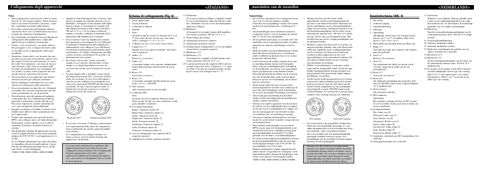 Aansluiten van de toestellen <nederlands, Collegamento degli apparecchi, Italiano | Schema di collegamento (fig. 4), Aansluitschema (afb. 4) | Pioneer DEH-1300R User Manual | Page 6 / 6