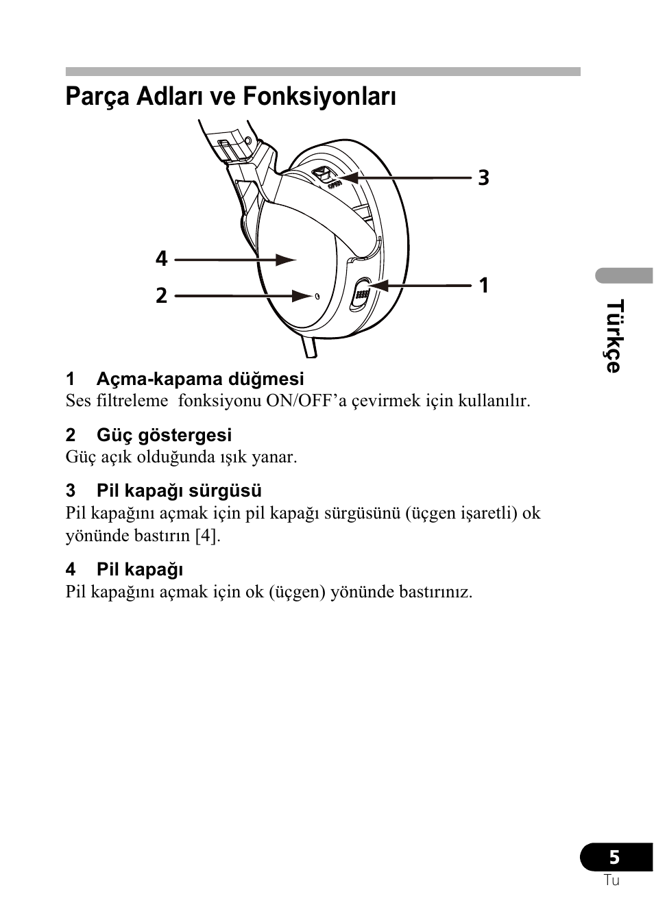 Parça adlarõ ve fonksiyonlarõ, Türkçe | Pioneer SE-NC21M User Manual | Page 113 / 196