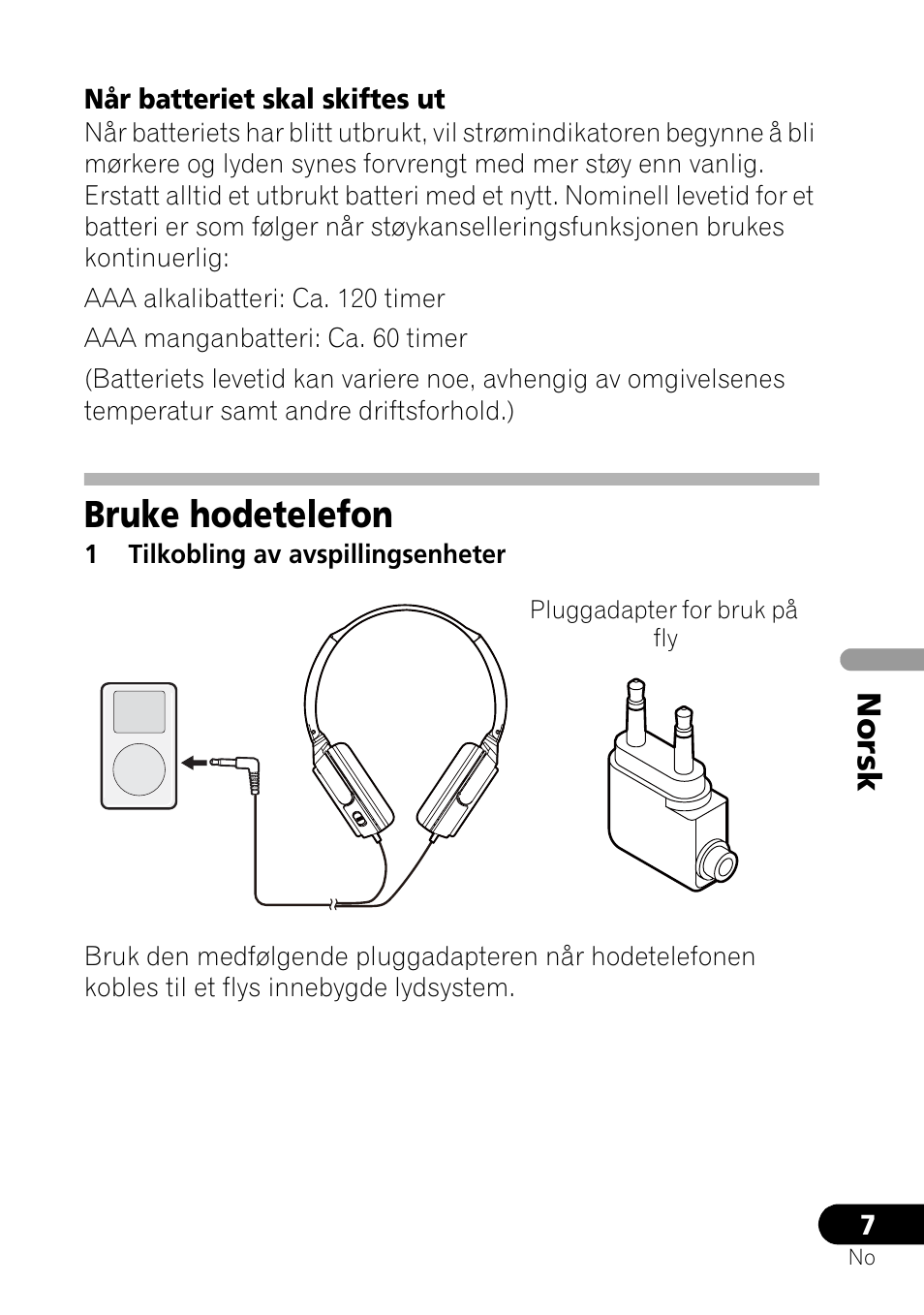 Bruke hodetelefon, No rsk | Pioneer SE-NC21M User Manual | Page 127 / 196