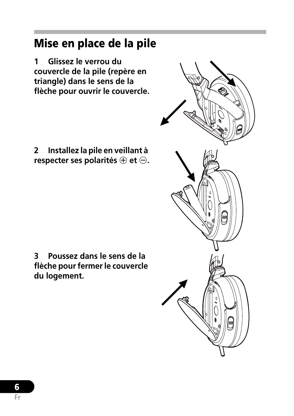 Mise en place de la pile | Pioneer SE-NC21M User Manual | Page 18 / 196
