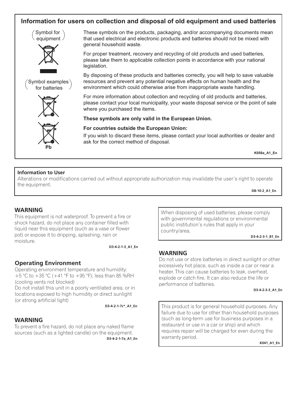 Warning, Operating environment | Pioneer SE-NC21M User Manual | Page 2 / 196