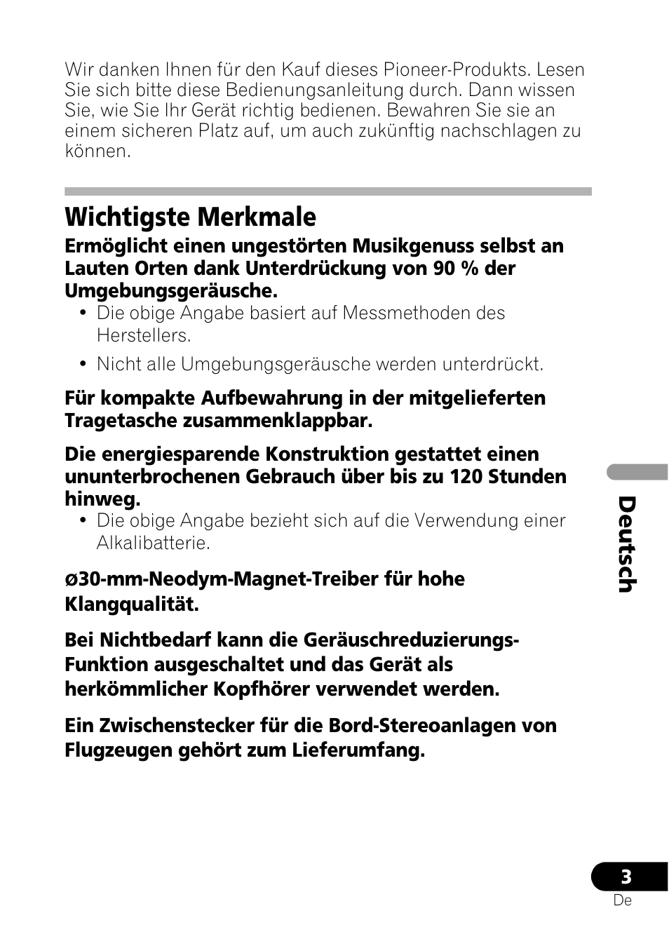 Wichtigste merkmale, Deu ts ch | Pioneer SE-NC21M User Manual | Page 27 / 196