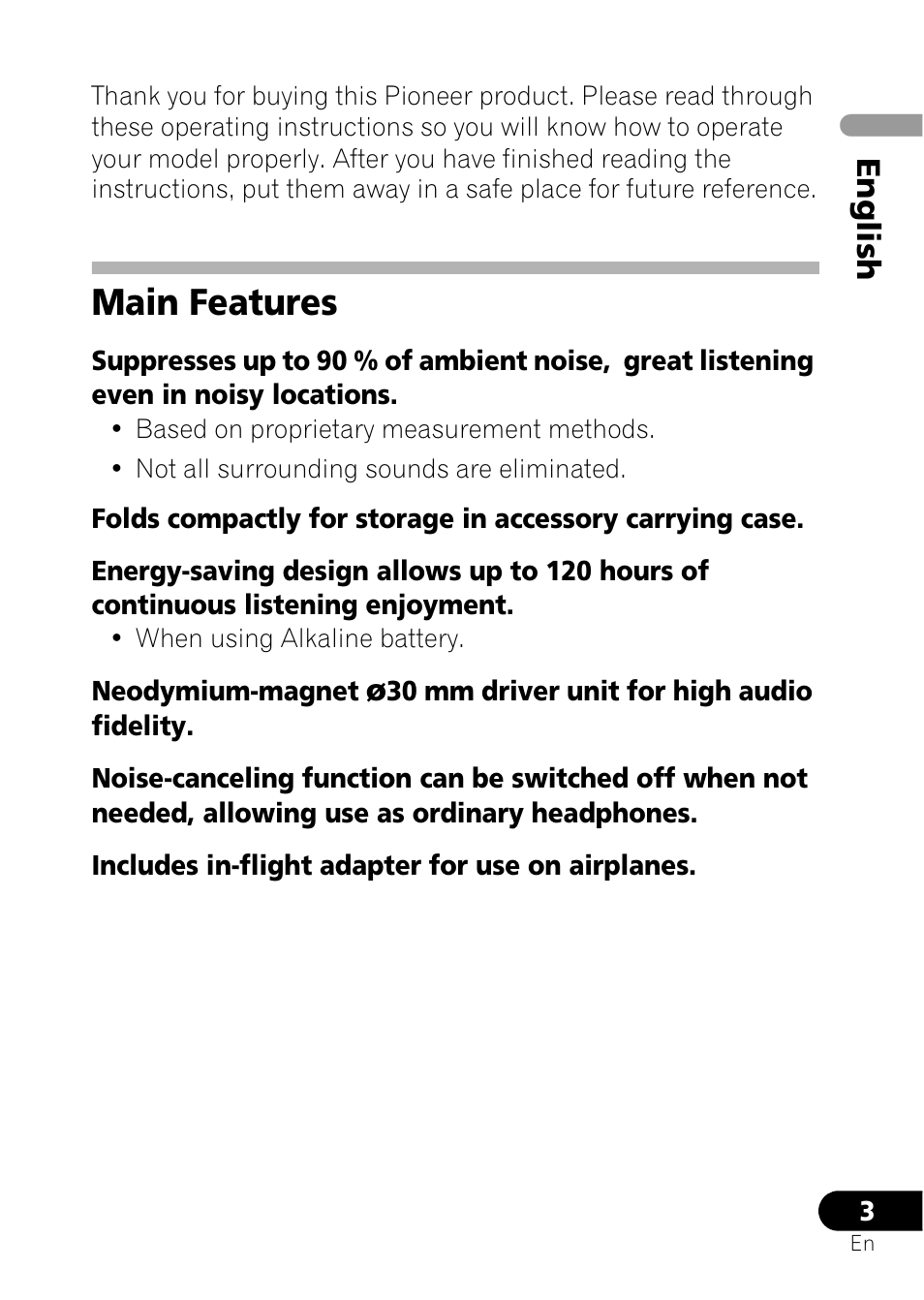 Main features, En gl ish | Pioneer SE-NC21M User Manual | Page 3 / 196