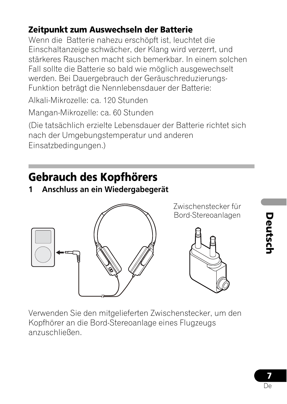 Gebrauch des kopfhörers, Deu ts ch | Pioneer SE-NC21M User Manual | Page 31 / 196