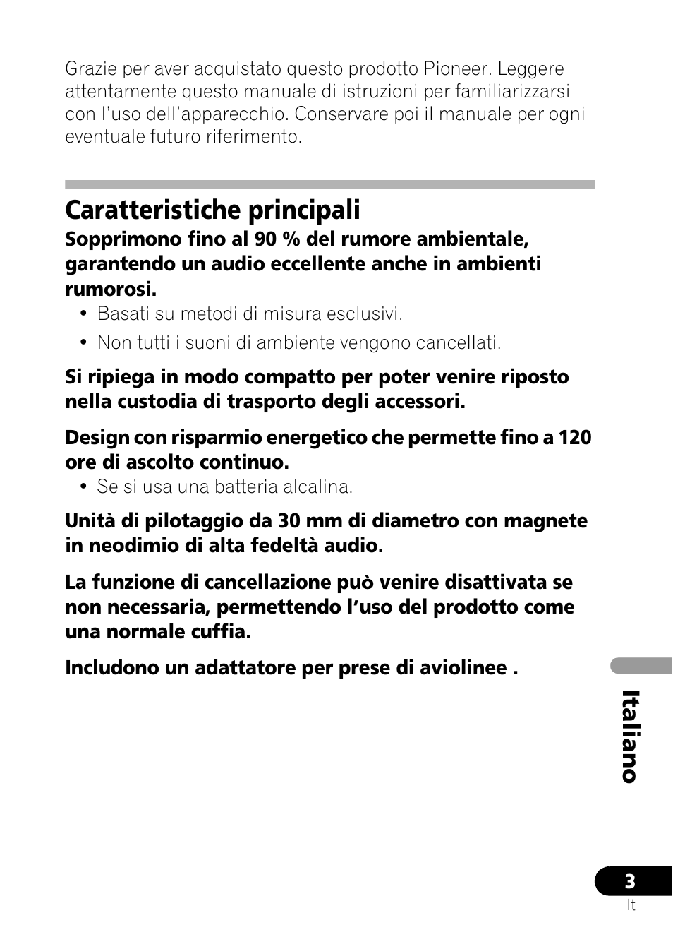 Caratteristiche principali, Italiano | Pioneer SE-NC21M User Manual | Page 39 / 196