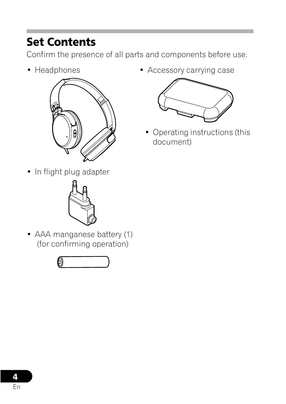 Set contents | Pioneer SE-NC21M User Manual | Page 4 / 196