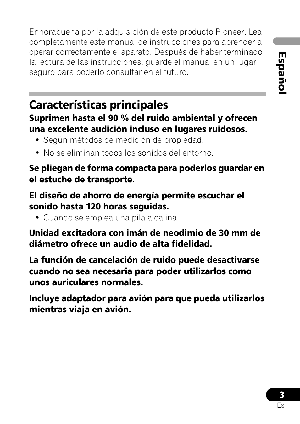 Características principales, Español | Pioneer SE-NC21M User Manual | Page 51 / 196