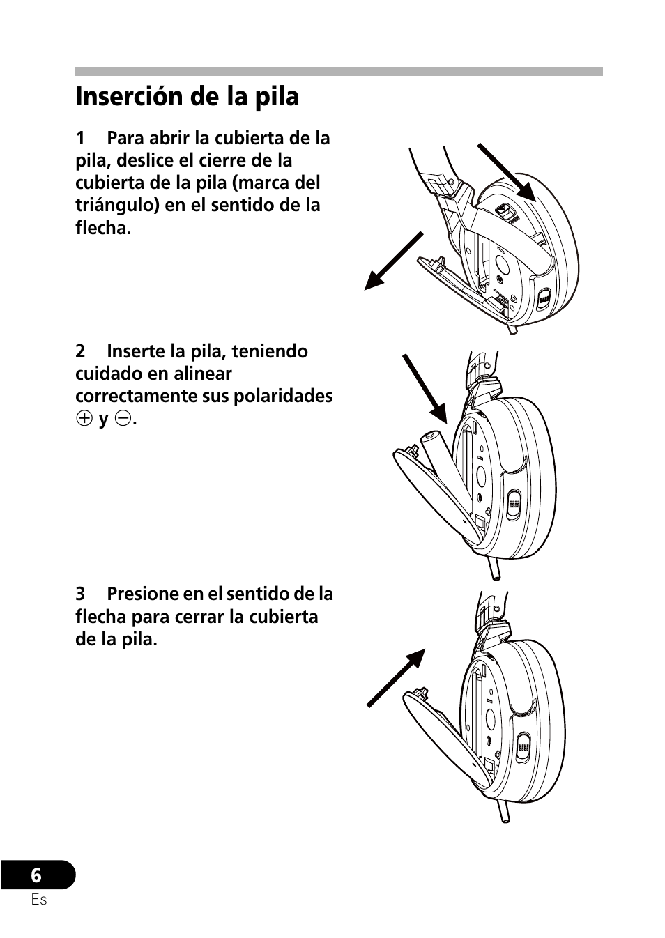 Inserción de la pila | Pioneer SE-NC21M User Manual | Page 54 / 196