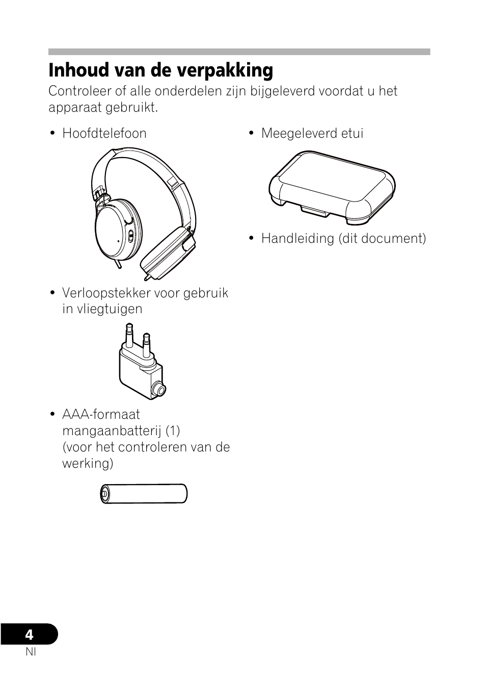 Inhoud van de verpakking | Pioneer SE-NC21M User Manual | Page 64 / 196
