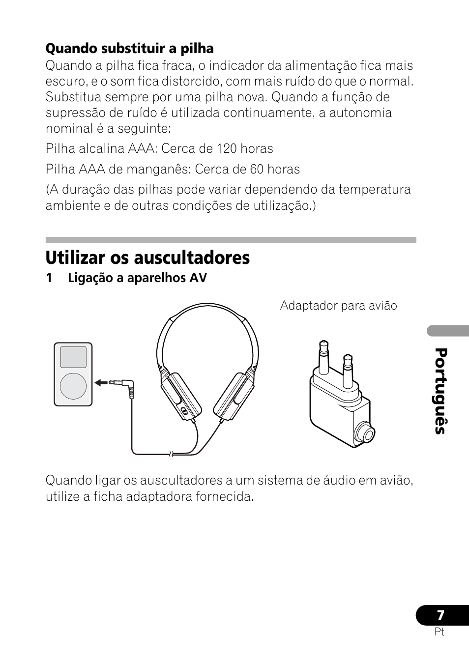 Utilizar os auscultadores, Português | Pioneer SE-NC21M User Manual | Page 79 / 196