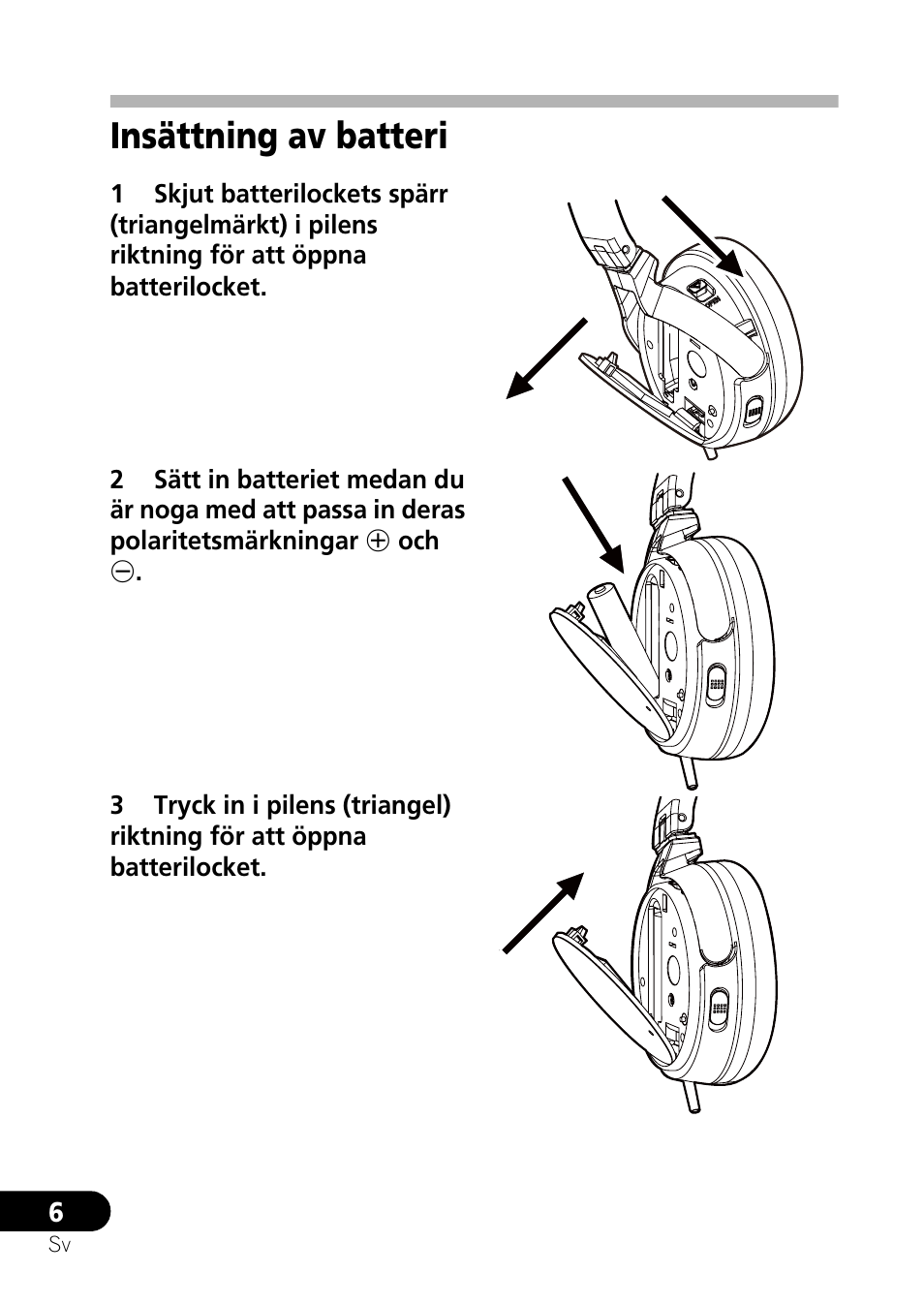 Insättning av batteri | Pioneer SE-NC21M User Manual | Page 90 / 196