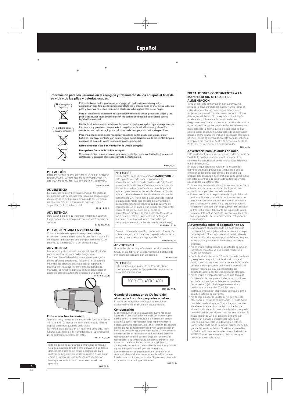 Sistema micro slim, Español | Pioneer X-SMC22-S User Manual | Page 10 / 32