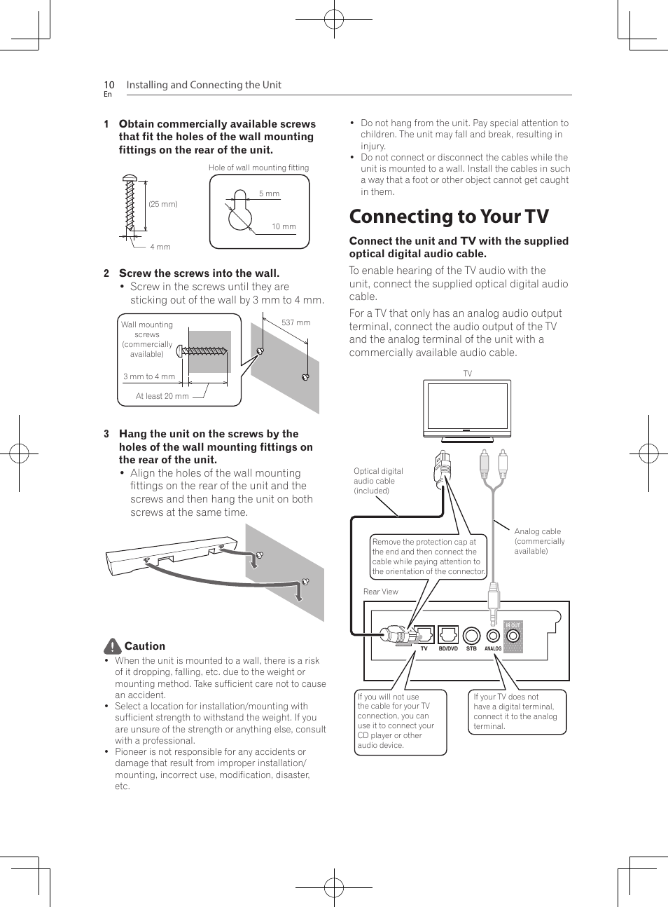 Connecting to your tv | Pioneer SBX-300 User Manual | Page 10 / 180