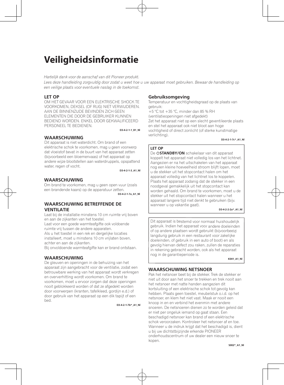 Veiligheidsinformatie | Pioneer SBX-300 User Manual | Page 102 / 180