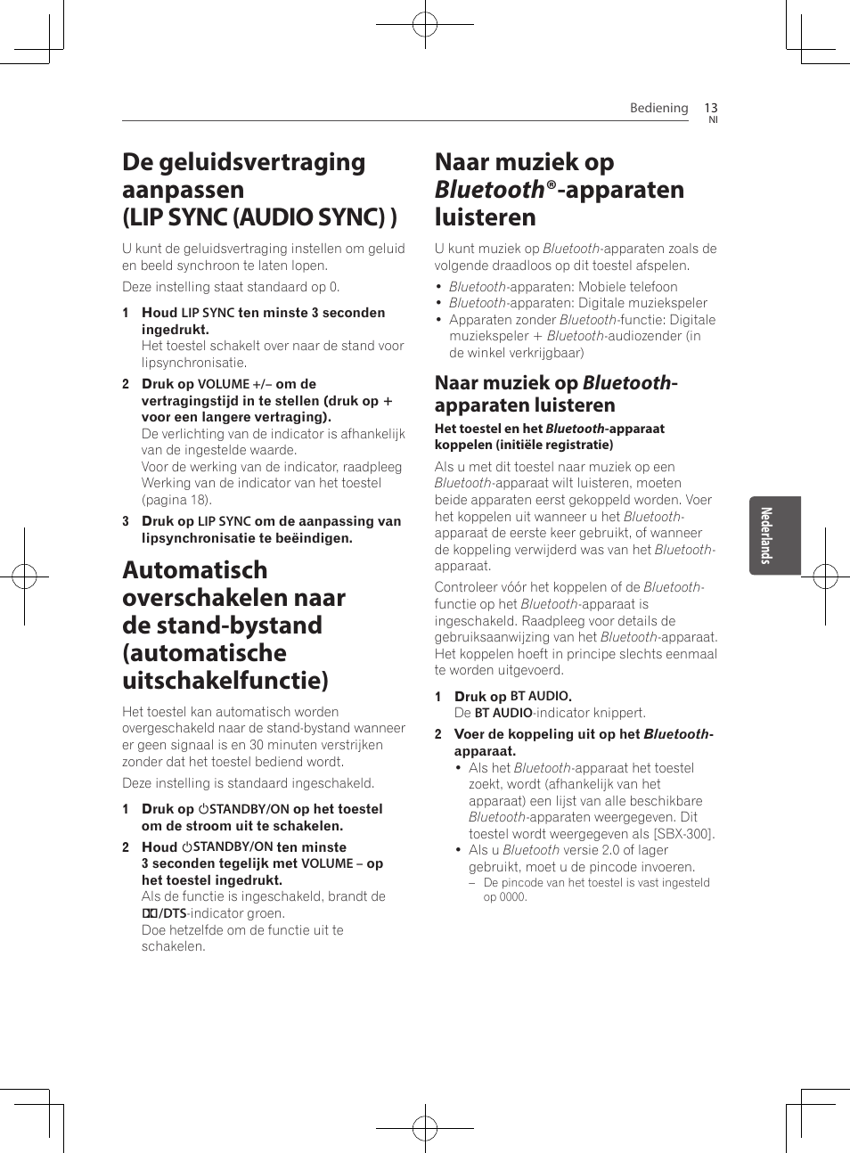 Naar muziek op bluetooth ®-apparaten luisteren, Naar muziek op bluetooth -apparaten luisteren, Naar muziek op bluetooth - apparaten luisteren | Pioneer SBX-300 User Manual | Page 113 / 180