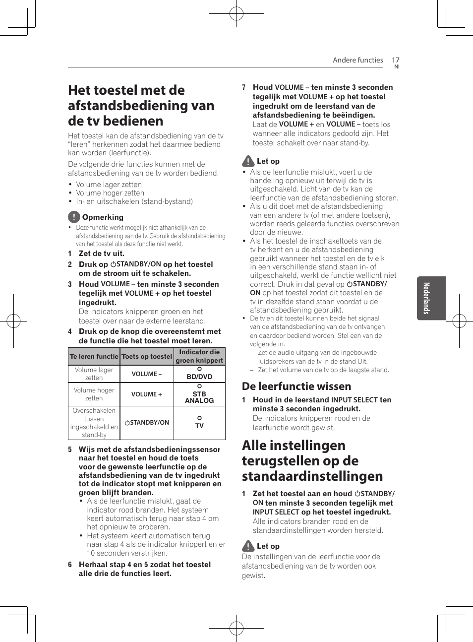 De leerfunctie wissen | Pioneer SBX-300 User Manual | Page 117 / 180