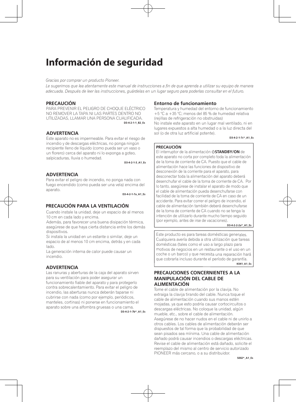 Información de seguridad | Pioneer SBX-300 User Manual | Page 126 / 180