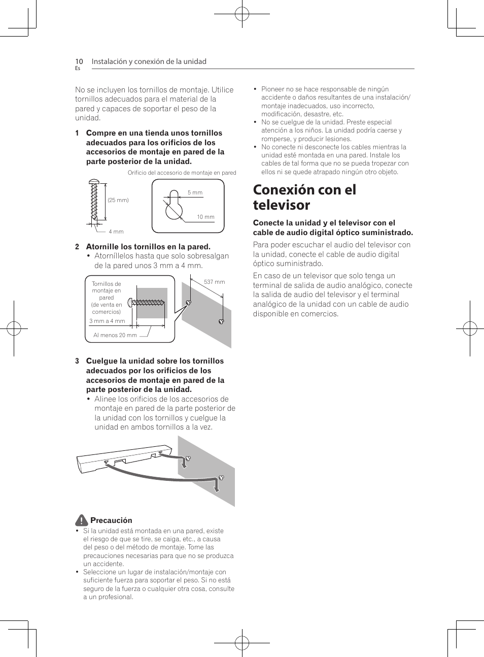 Conexión con el televisor | Pioneer SBX-300 User Manual | Page 134 / 180