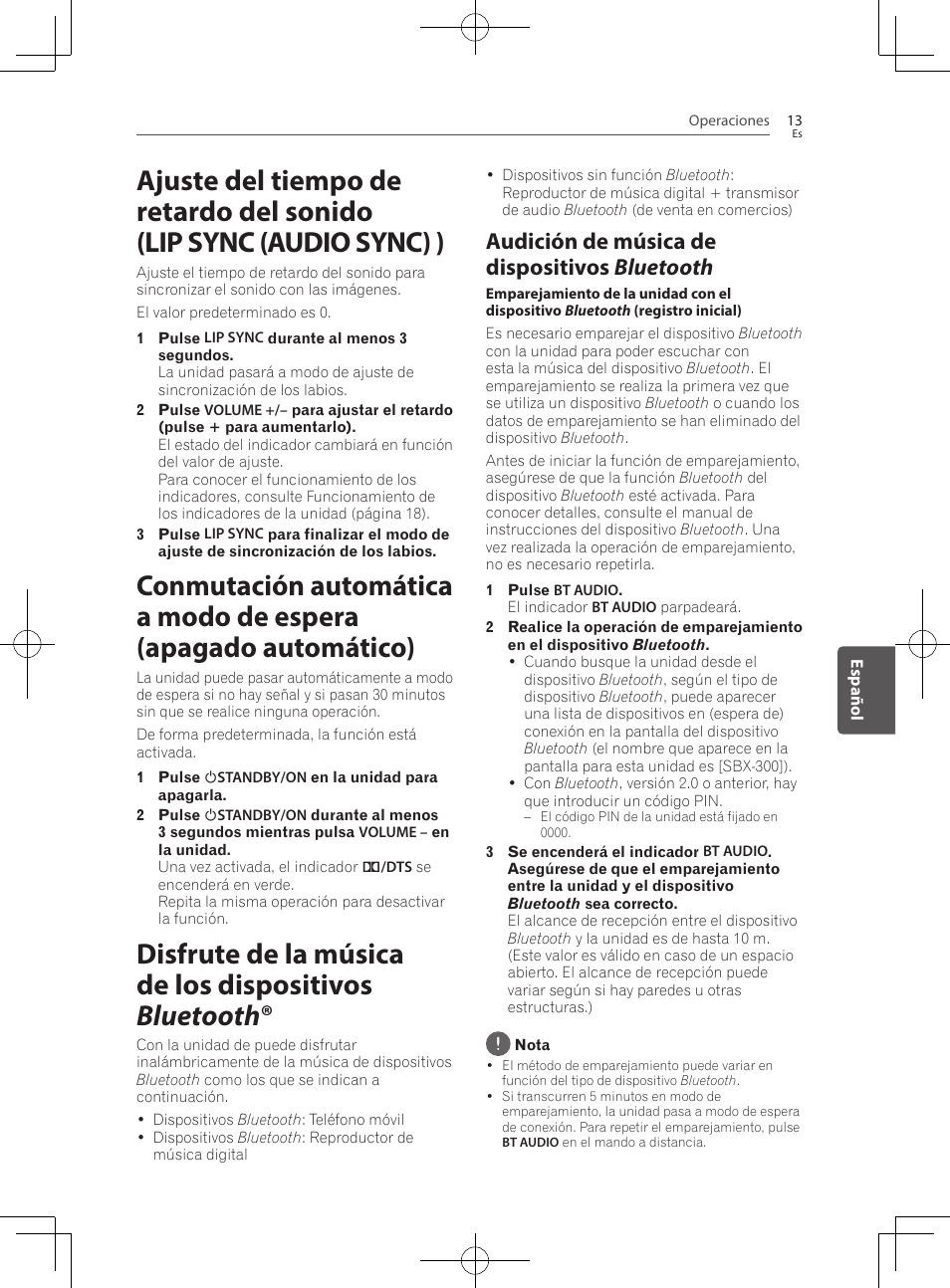 Audición de música de dispositivos bluetooth | Pioneer SBX-300 User Manual | Page 137 / 180