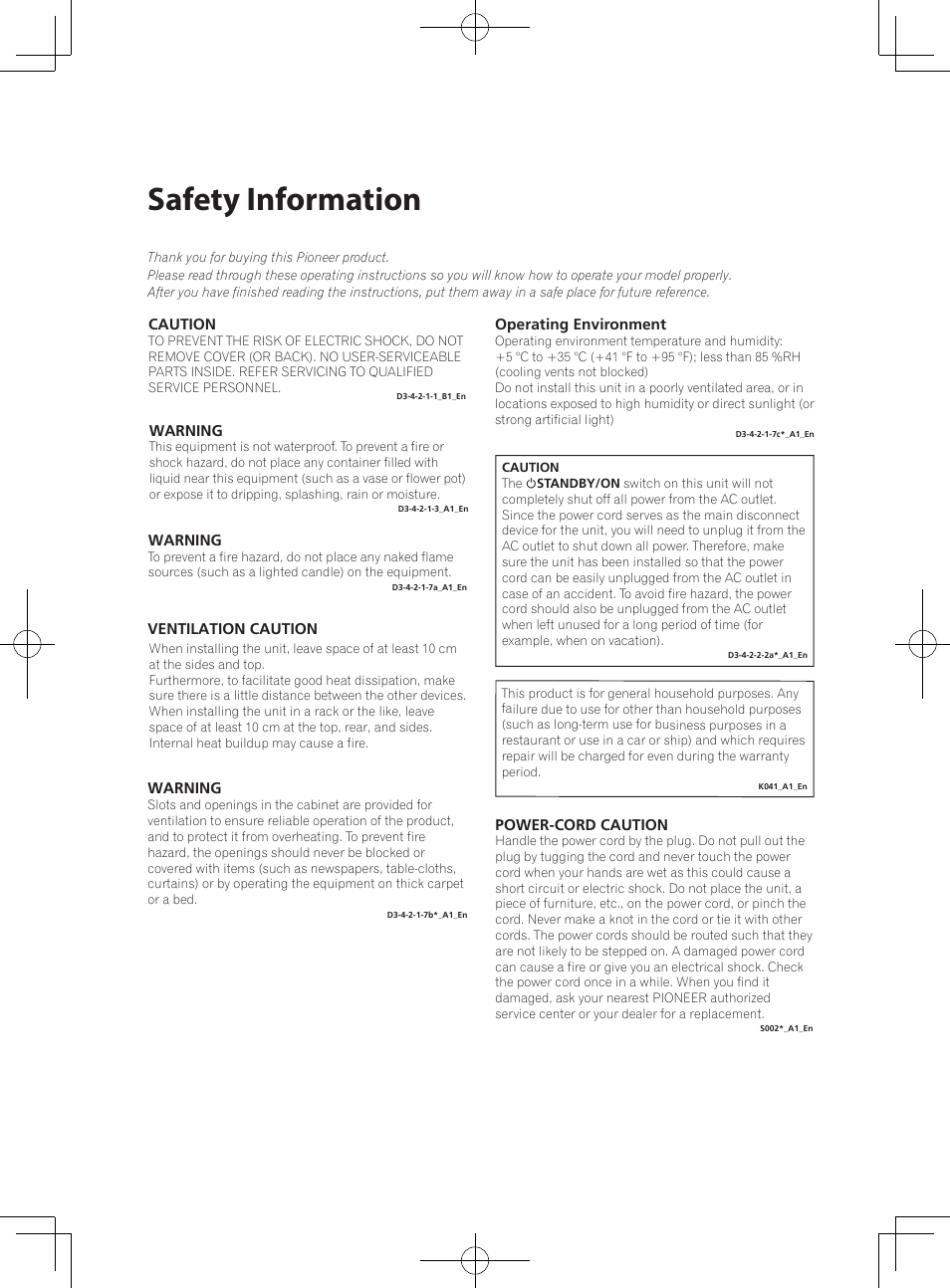 Safety information | Pioneer SBX-300 User Manual | Page 2 / 180