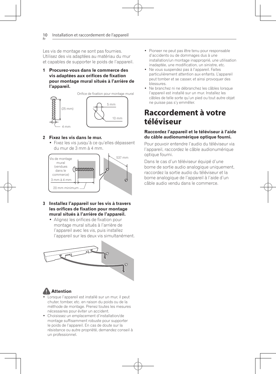 Raccordement à votre téléviseur | Pioneer SBX-300 User Manual | Page 34 / 180