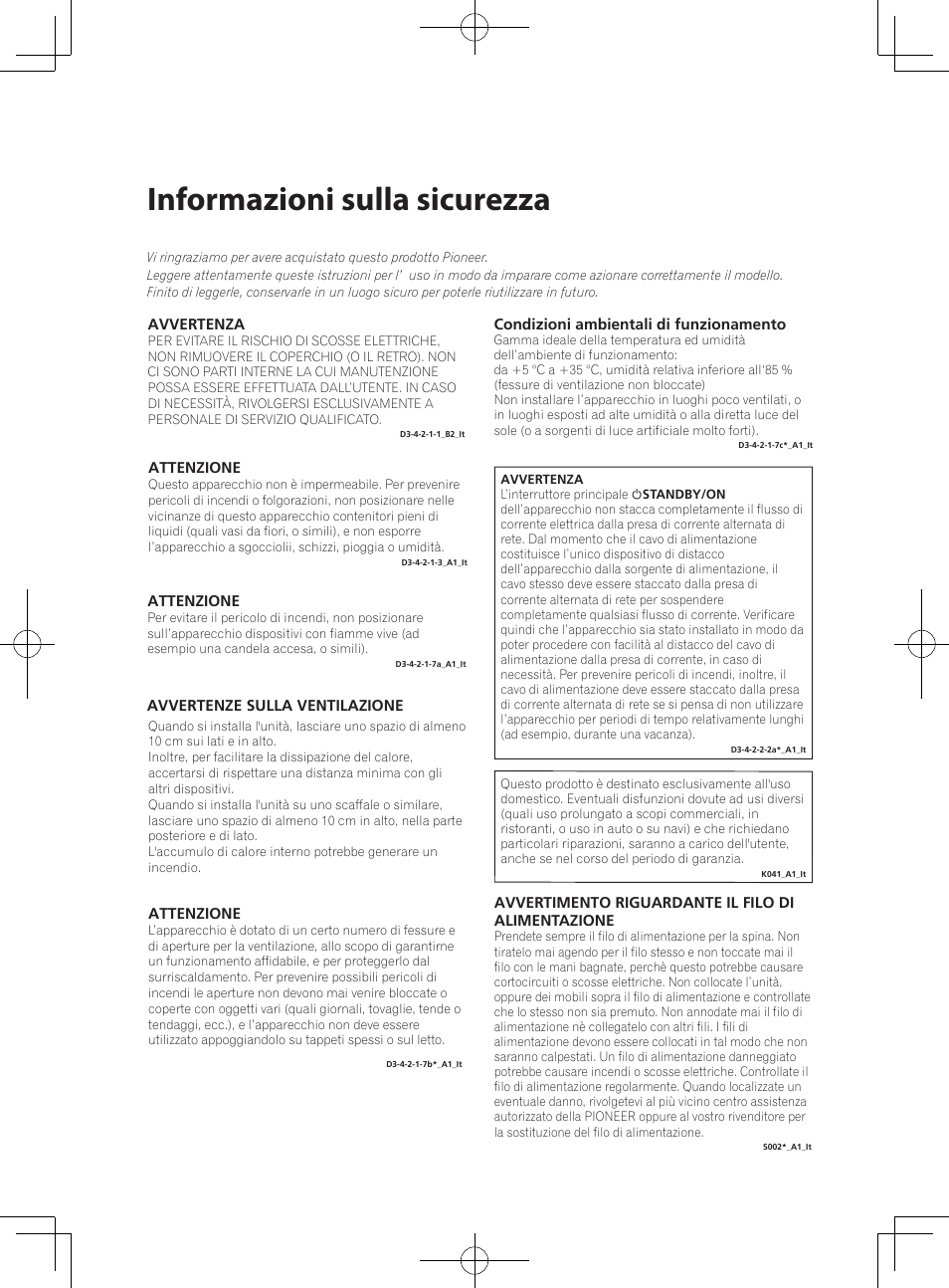 Informazioni sulla sicurezza | Pioneer SBX-300 User Manual | Page 78 / 180