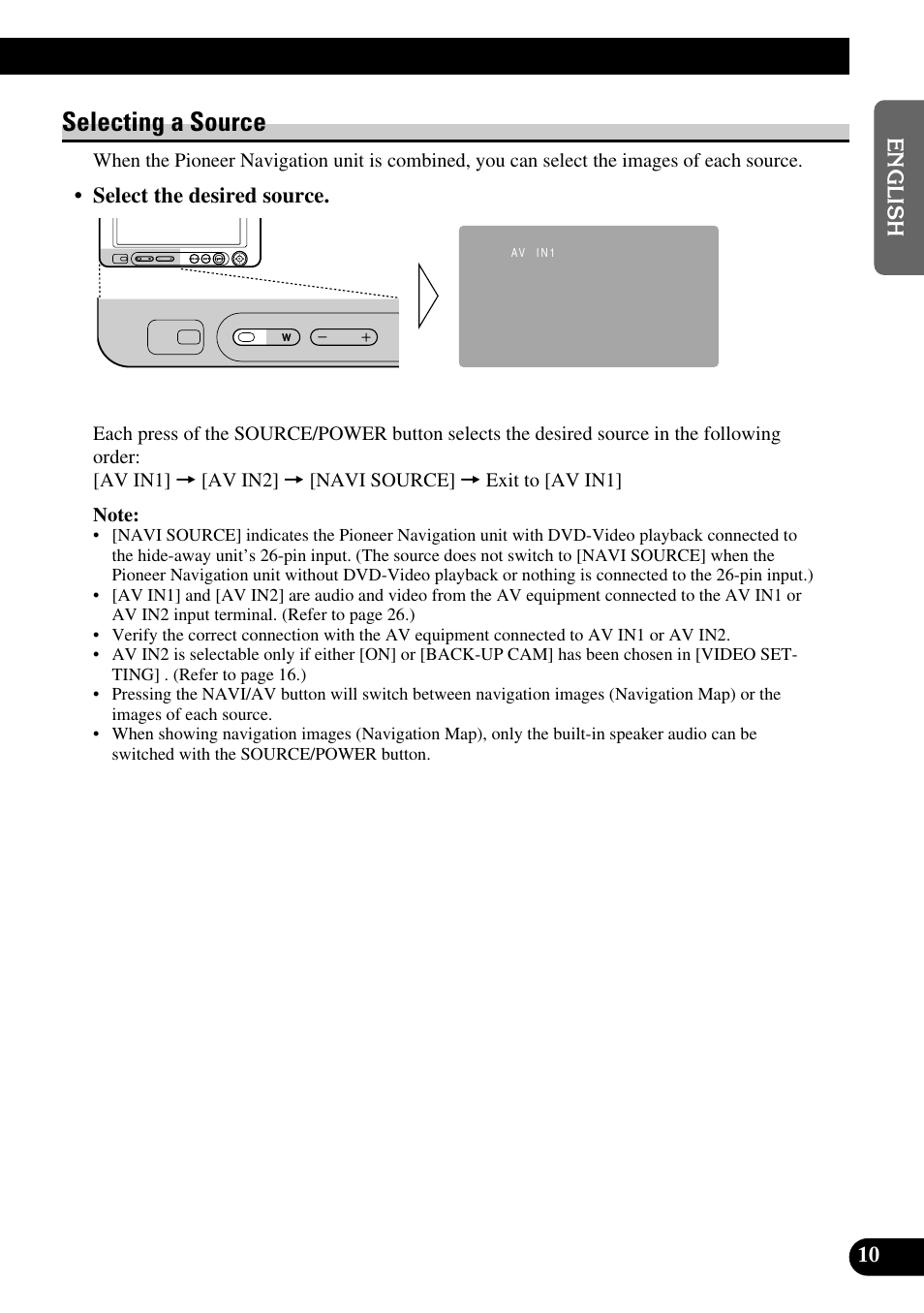 Selecting a source | Pioneer AVD-W6210 User Manual | Page 11 / 112