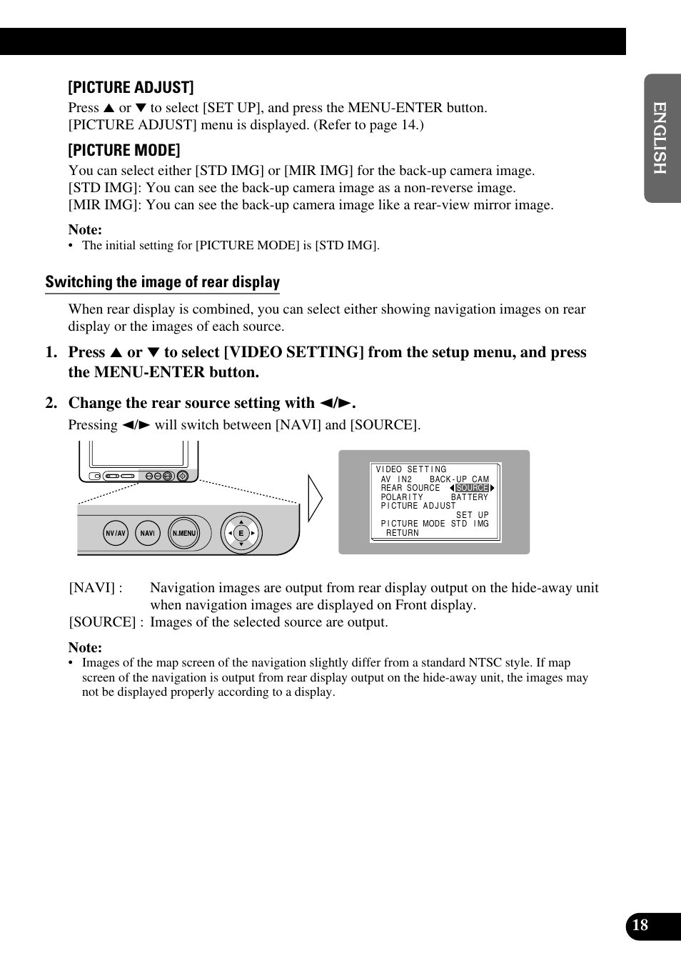 Switching the image of rear display | Pioneer AVD-W6210 User Manual | Page 19 / 112