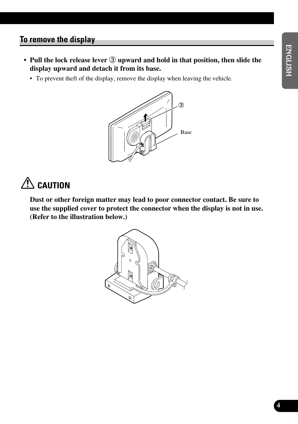 To remove the display, Caution | Pioneer AVD-W6210 User Manual | Page 5 / 112