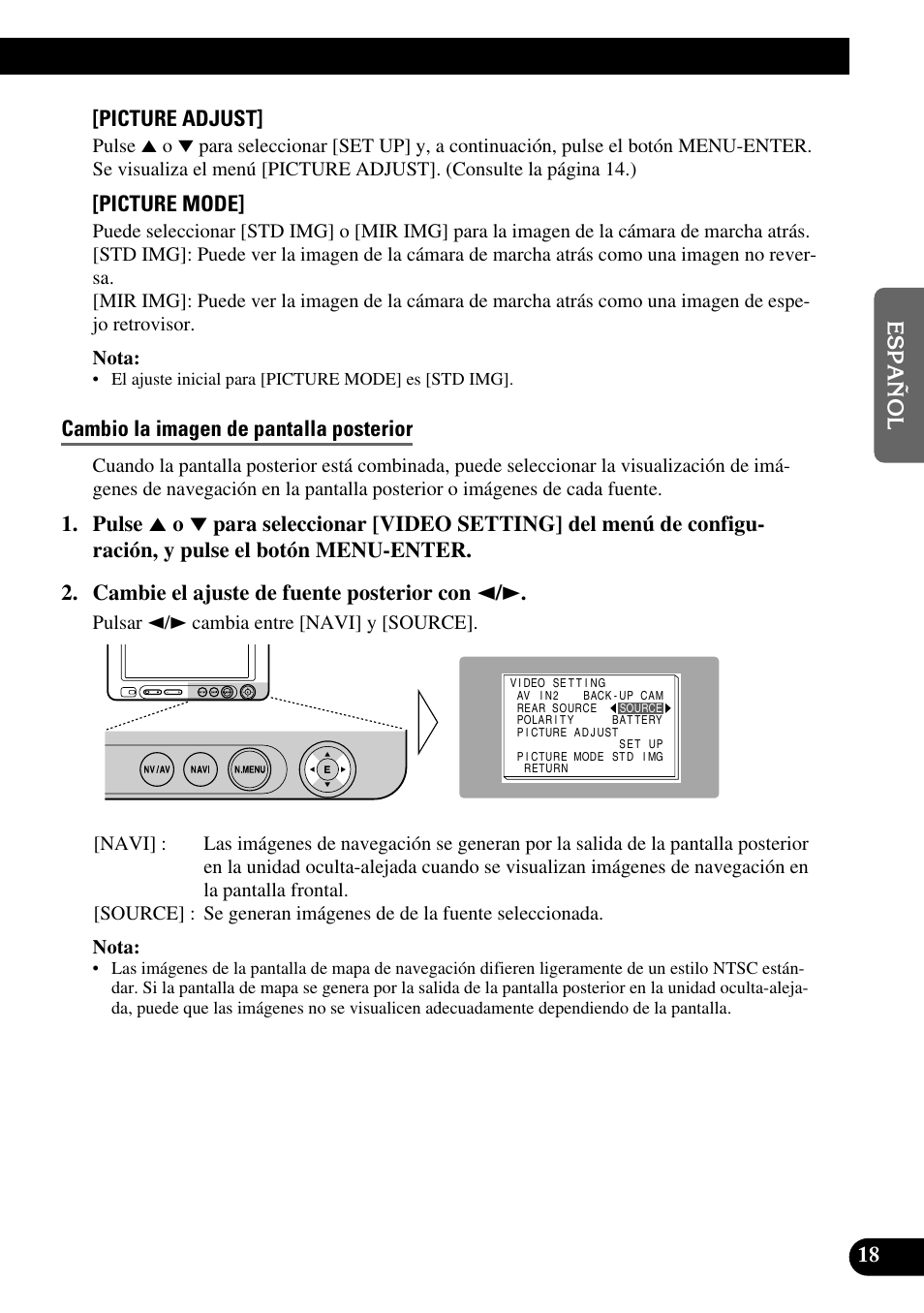 Cambio la imagen de pantalla posterior | Pioneer AVD-W6210 User Manual | Page 55 / 112