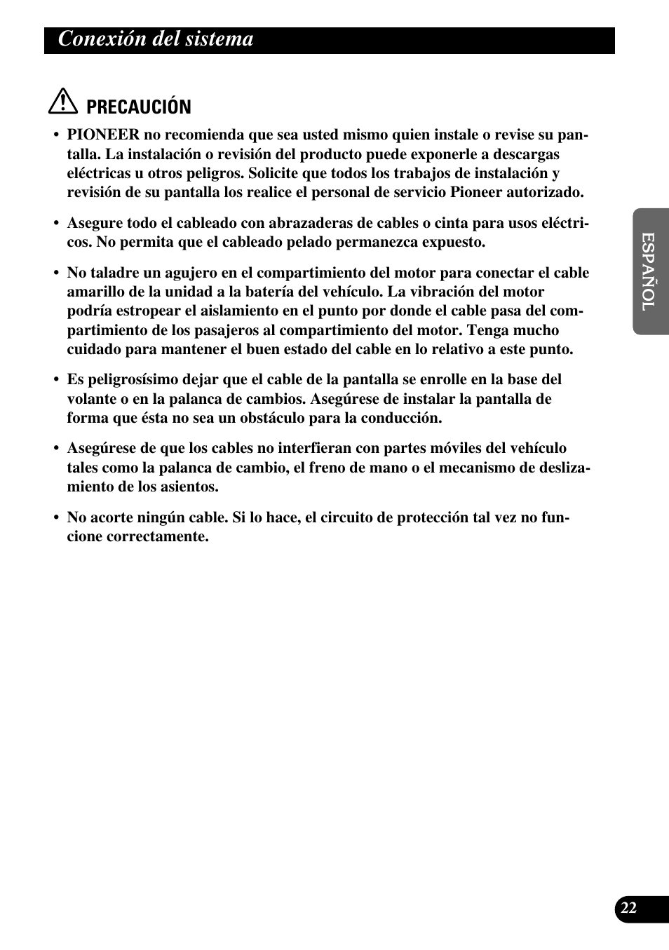 Conexión del sistema, Precaución | Pioneer AVD-W6210 User Manual | Page 59 / 112
