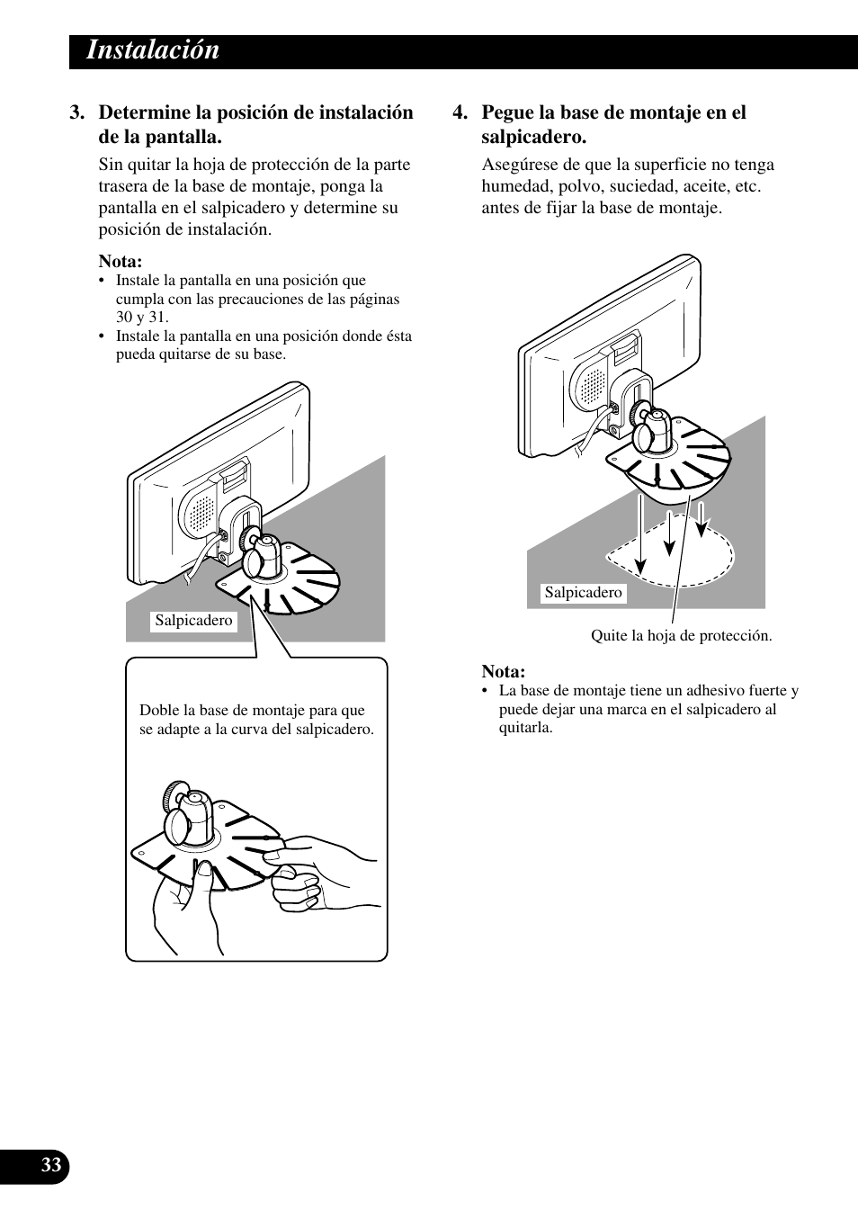 Instalación | Pioneer AVD-W6210 User Manual | Page 70 / 112