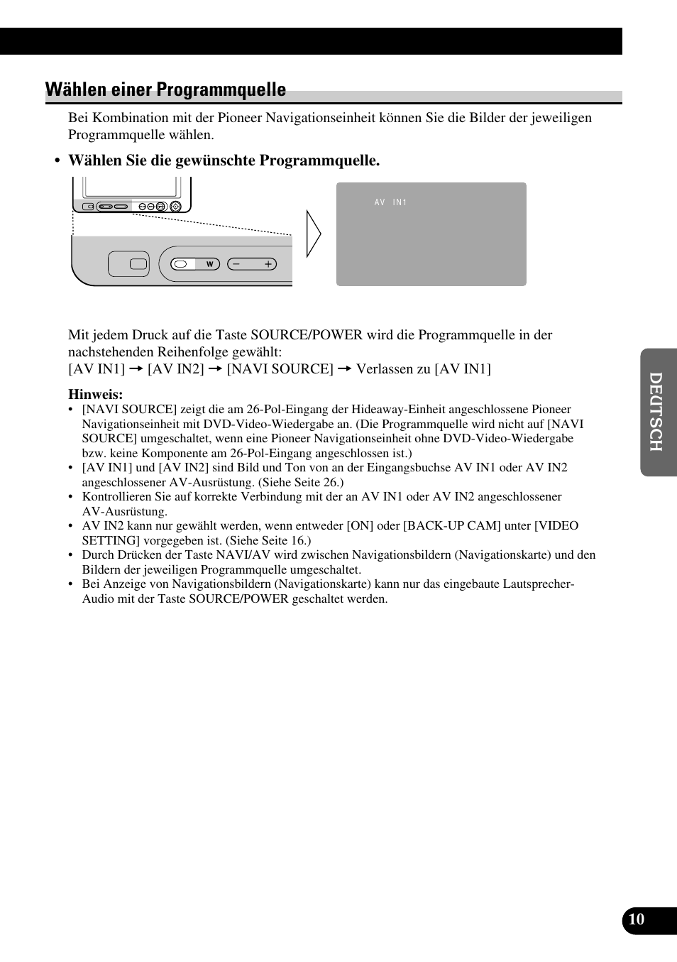 Wählen einer programmquelle | Pioneer AVD-W6210 User Manual | Page 83 / 112