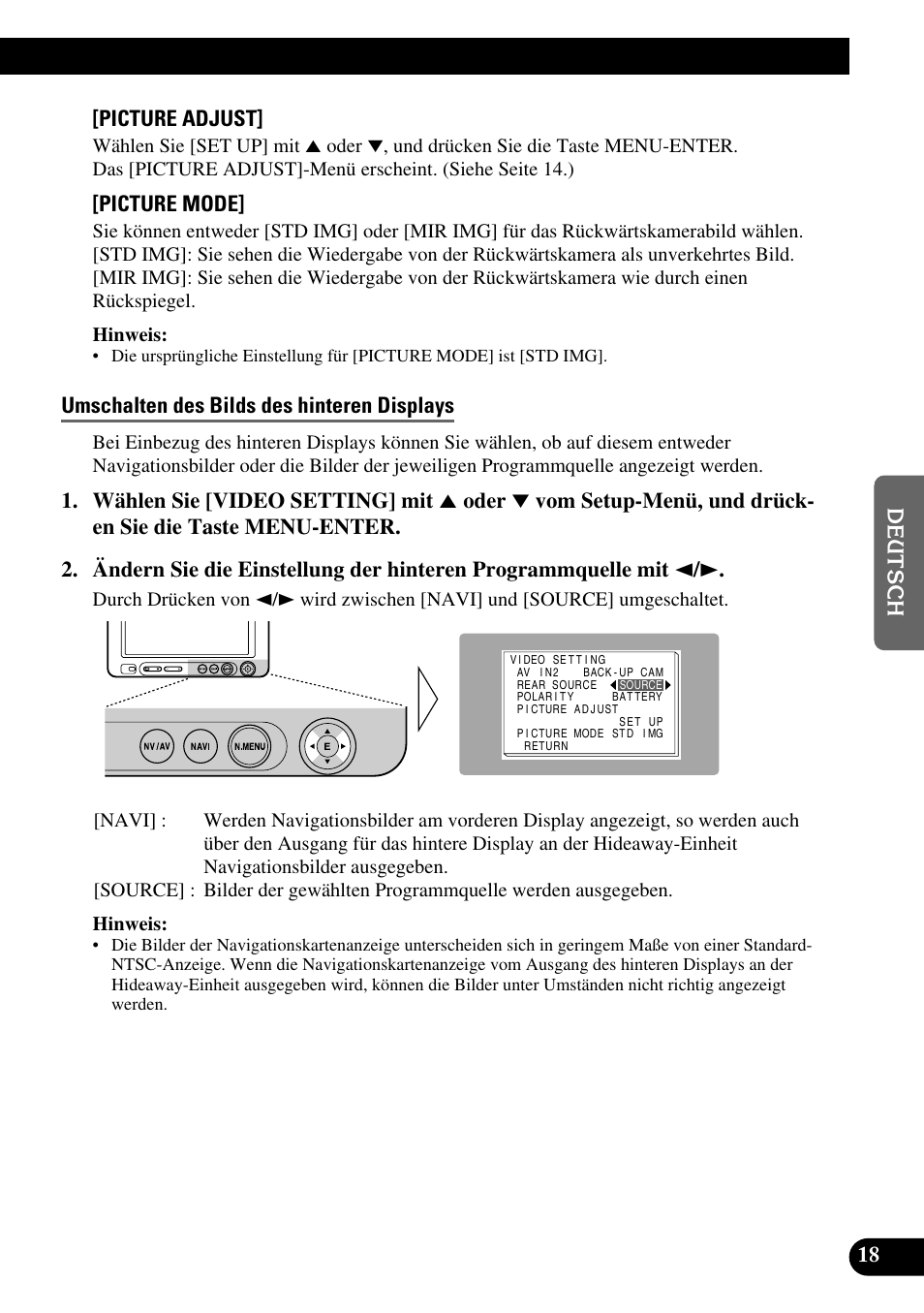 Umschalten des bilds des hinteren displays | Pioneer AVD-W6210 User Manual | Page 91 / 112