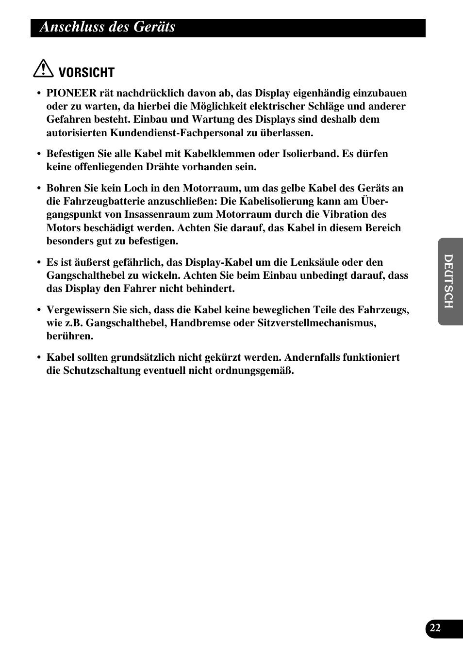 Anschluss des geräts, Vorsicht | Pioneer AVD-W6210 User Manual | Page 95 / 112