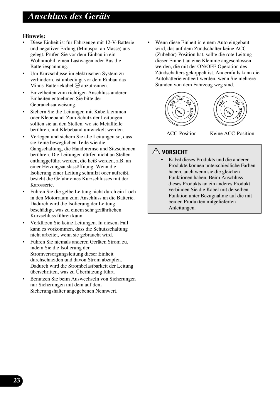Anschluss des geräts, Hinweis, Vorsicht | Pioneer AVD-W6210 User Manual | Page 96 / 112