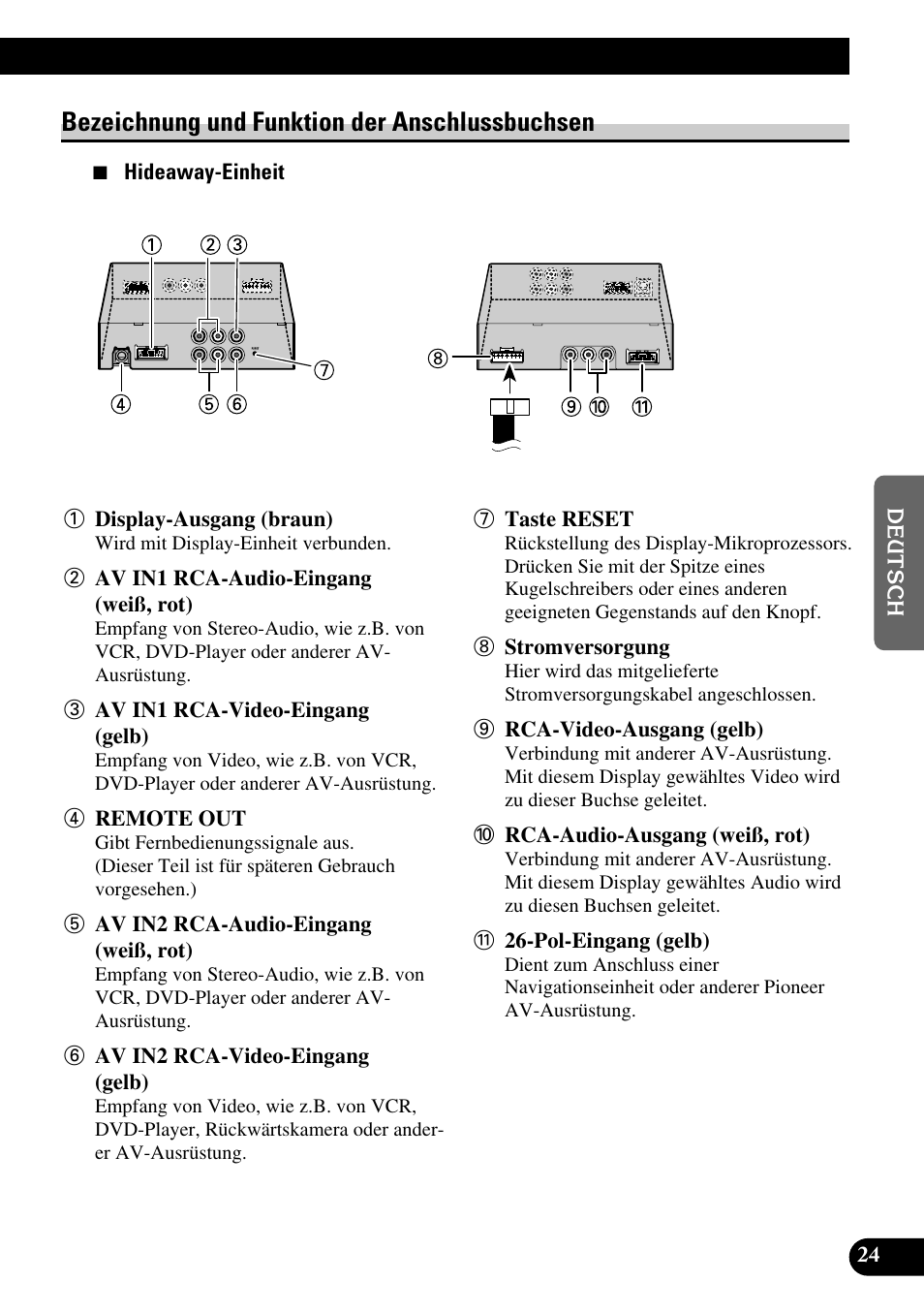 Bezeichnung und funktion der, Anschlussbuchsen, Bezeichnung und funktion der anschlussbuchsen | Pioneer AVD-W6210 User Manual | Page 97 / 112