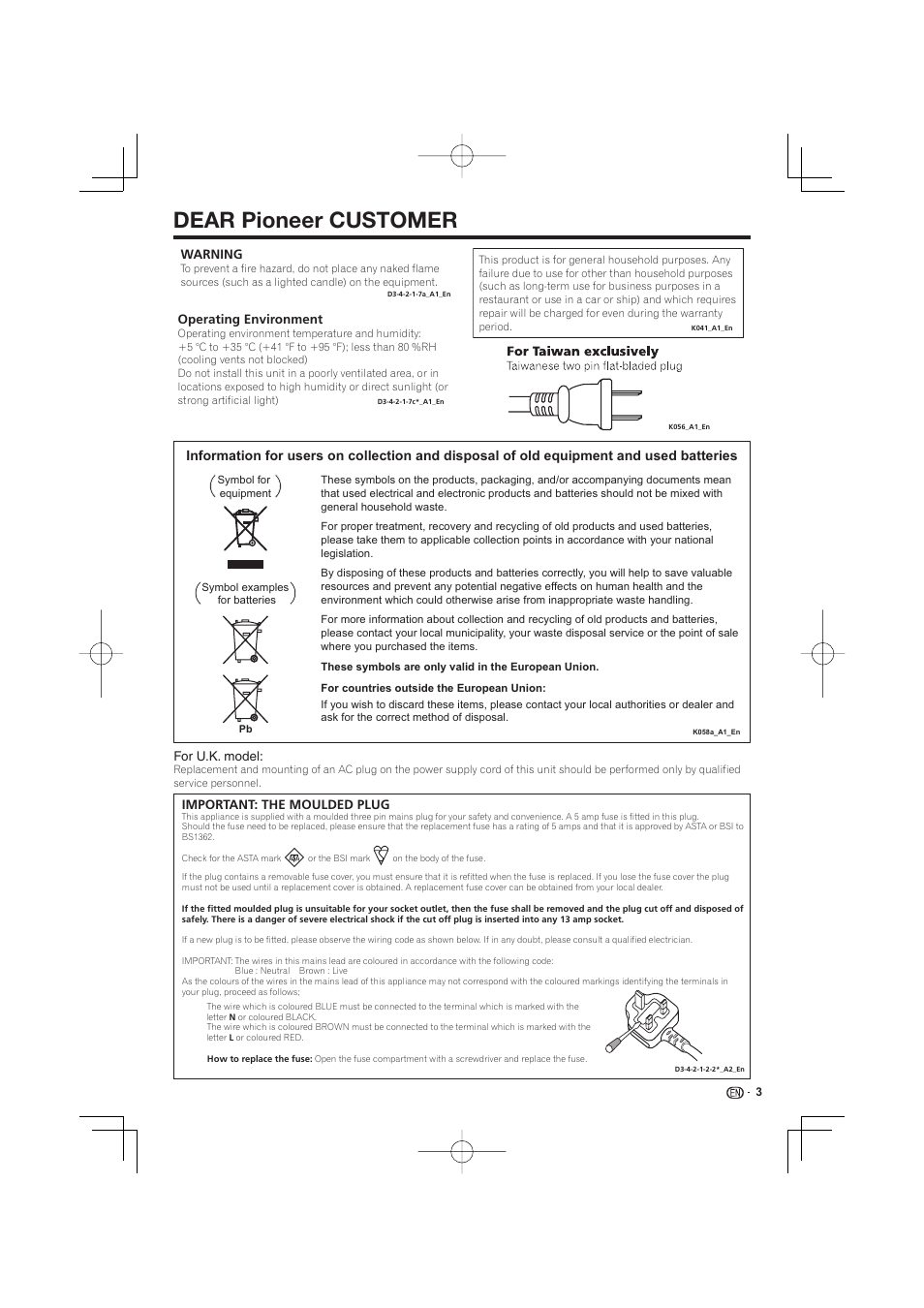 Dear pioneer customer | Pioneer BDP-LX53 User Manual | Page 3 / 64
