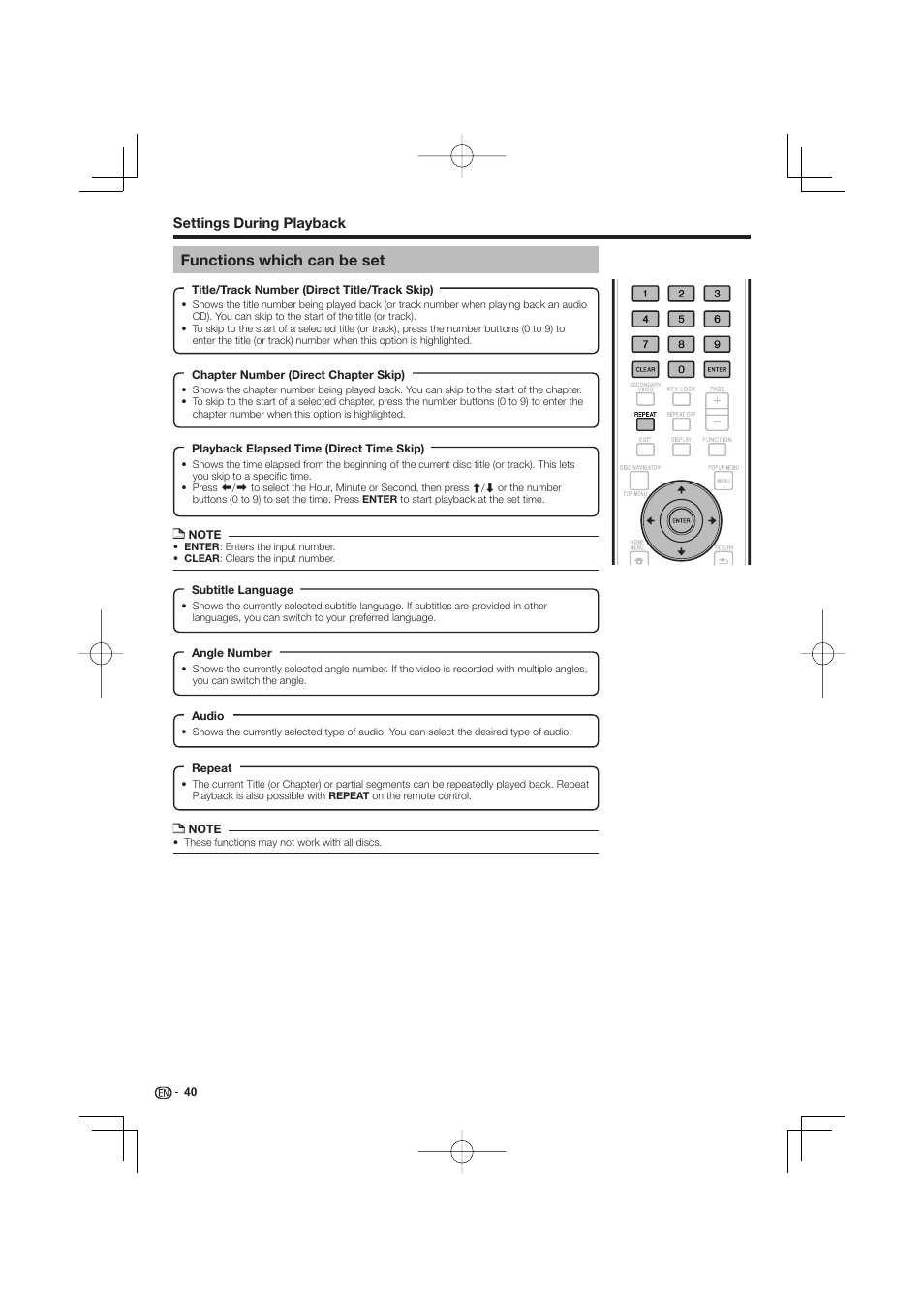 Functions which can be set | Pioneer BDP-LX53 User Manual | Page 40 / 64