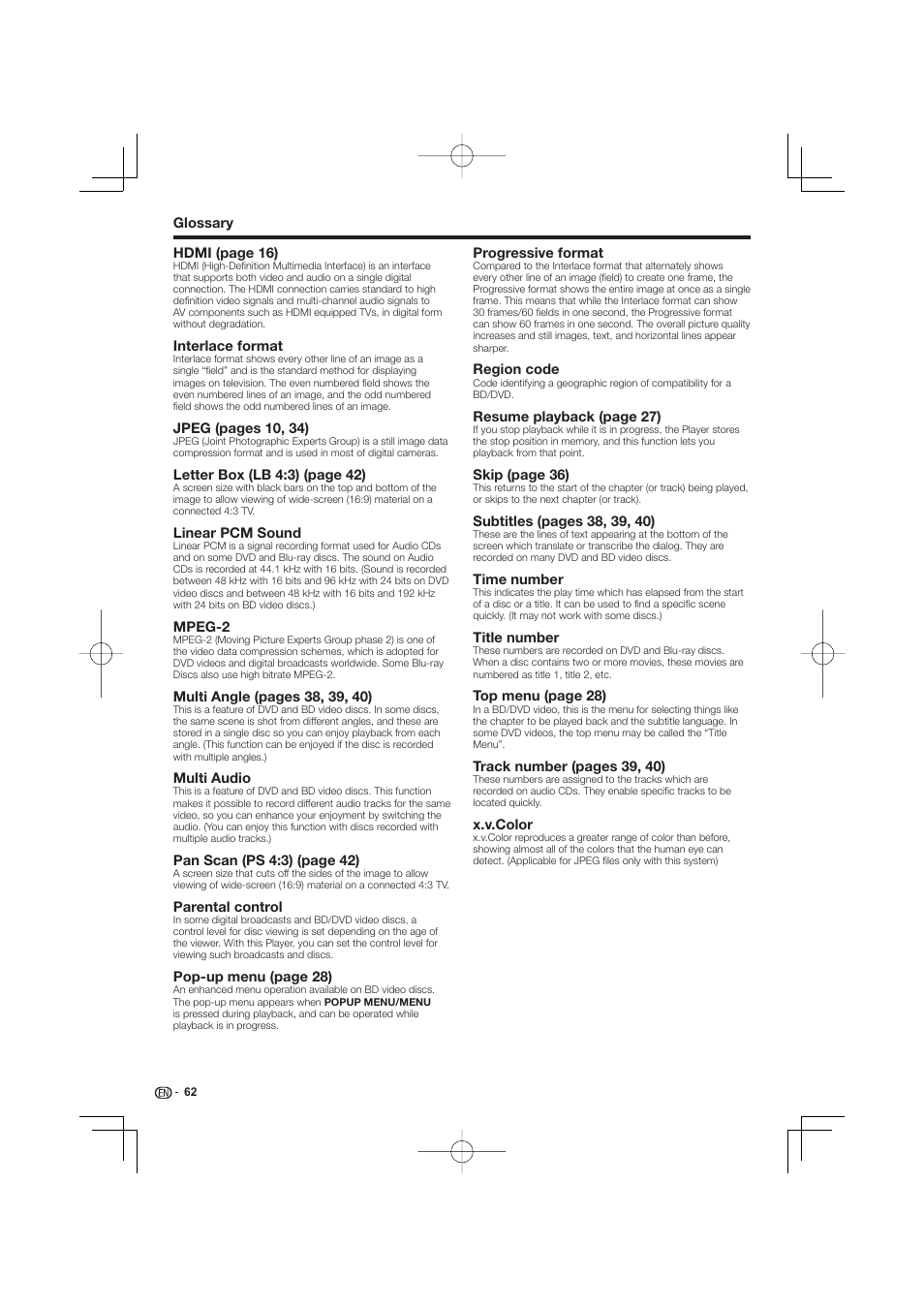 Pioneer BDP-LX53 User Manual | Page 62 / 64